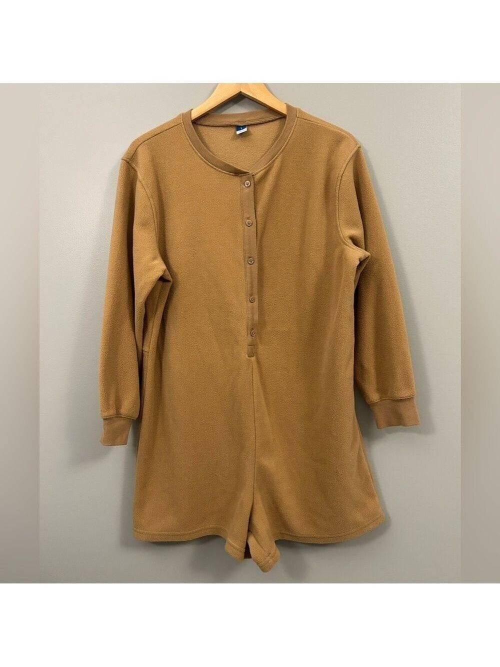 Old Navy Women's Tan Button-Up Pajama Onesie